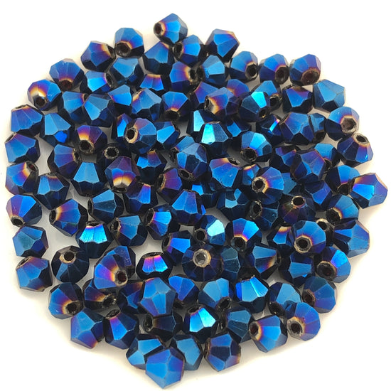 bicone shaped metalic blue jewerly beads