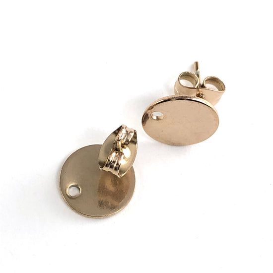 rose gold colour earring studs with flat plate