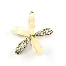 Beige Rhinestone Flower Jewelry Pendant, 28mm