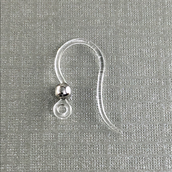 clear plastic earring hook with stainless steel bead