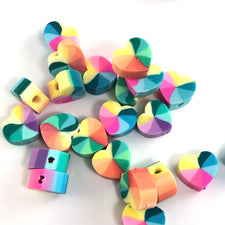 rainbow colour heart shaped beads