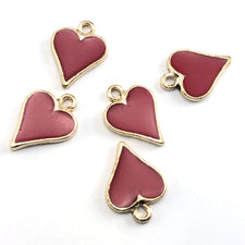 red and gold heart shaped jewerly charms
