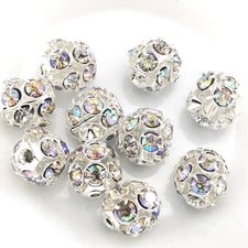 round silver jewerly beads with AB rhinestones