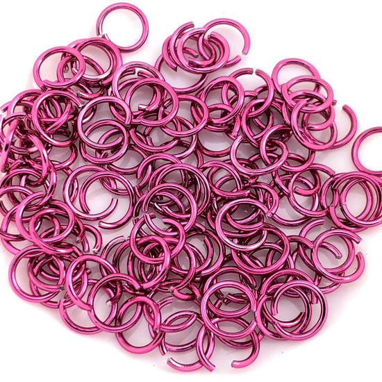 pink coloured round jump rings