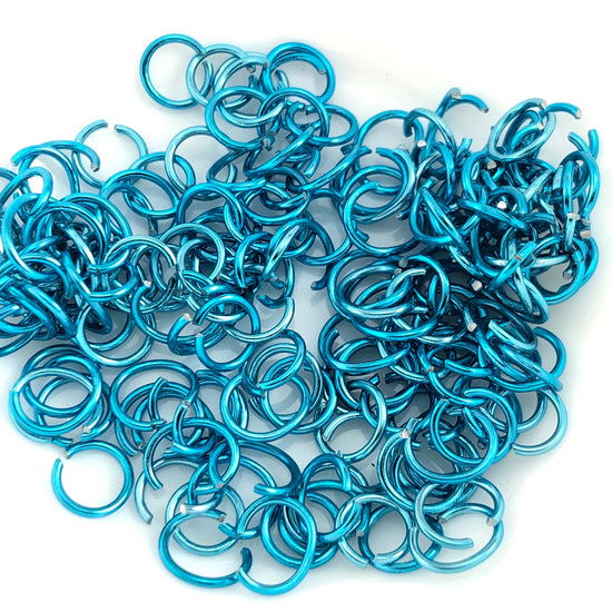 round blue open jump rings