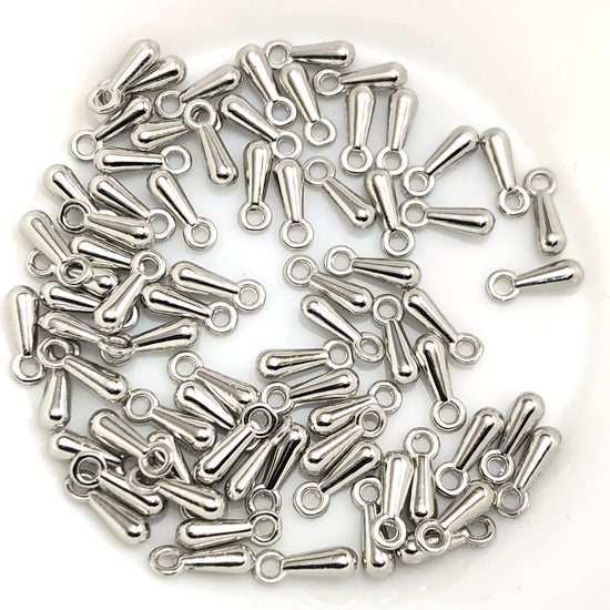 Silver drop shaped jewelry charms