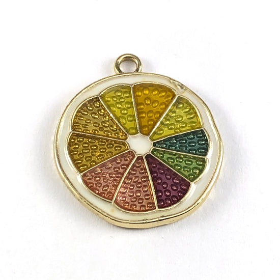 round mulit colour jewelry pendant that looks like a slice of fruit