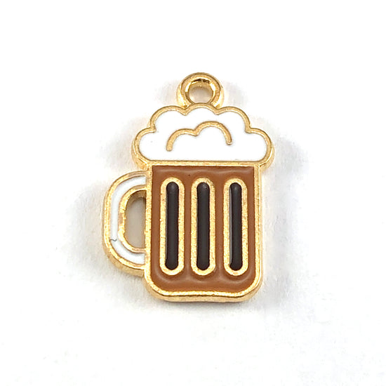 brown and gold beer mug shaped jewerly charms