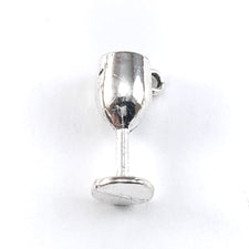 silver wine glass shaped jewelry charm