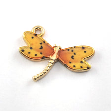 dragonfly shaped orange and yellow jewerly pendant charm