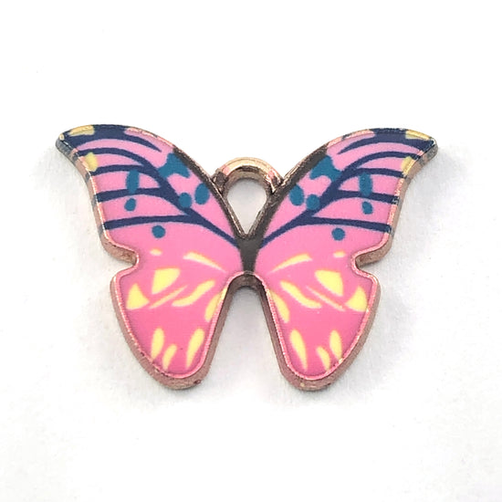 pink blue and yellow butterfly shaped jewelry charms