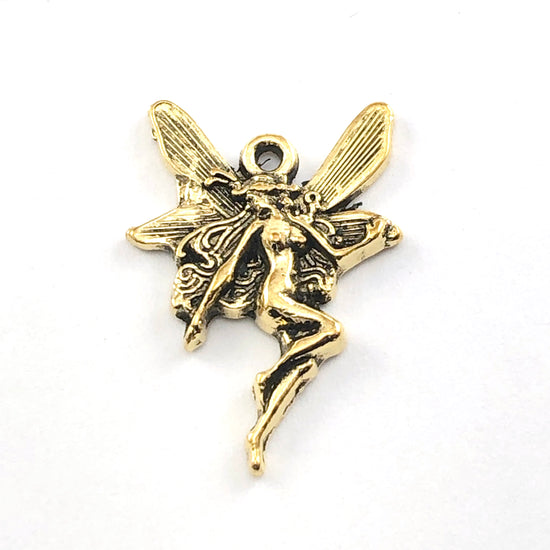Antique gold colour jewerly charm shaped like a fairy