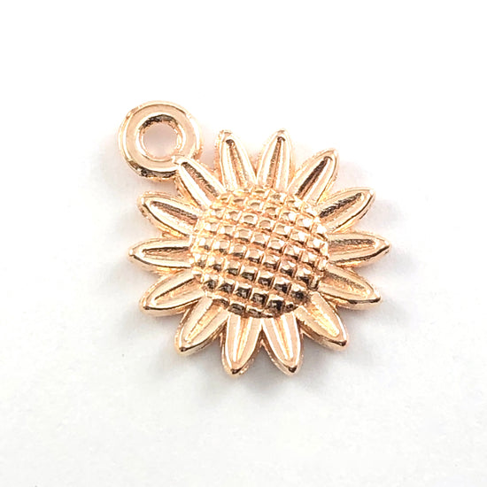 rose gold colour sunflower shaped jewelry charms