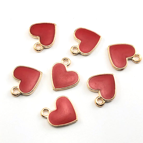Red and gold heart shaped jewerly charms