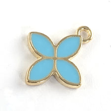 blue and gold flower shaped jewelry charms