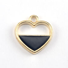 black and gold heart shaped jewerly charm