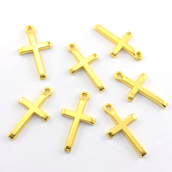 gold colour cross shaped jewelry pendant charm