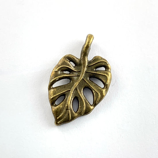 Bronze coloured leaf shaped jewelry charm