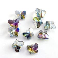 10 butterfly shaped jewerly beads in green and purple colour