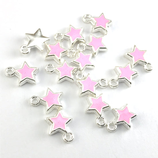 pink and silver colour star shaped jewerly charms