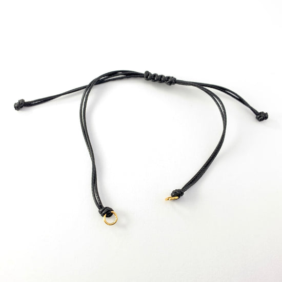 Polyester Adjustable Black Cord Bracelet Findings, 24cm - 3 pack