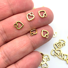gold heart shaped jewelry charms