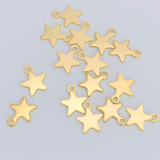 Stainless Steel Gold Star Charms, 10mm - 15 Pack