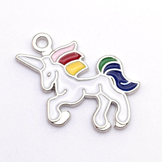 silver pink red yellow green and blue unicorn shaped jewerly charms
