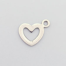 silver heart shaped jewelry charms
