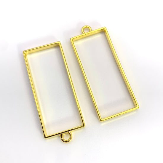two rectangle gold colour open back bezels