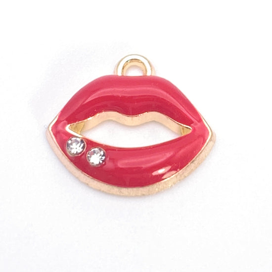 Red and gold lip shaped jewerly charms