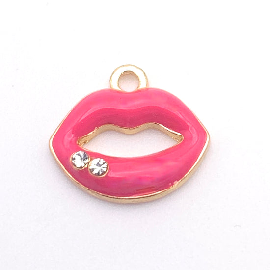 pink and gold lip shaped jewerly charms