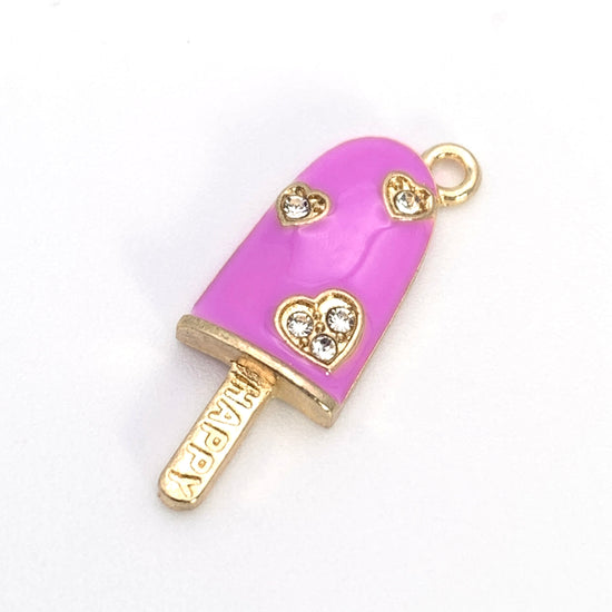 purple and gold ice cream bar shaped jewelry charms
