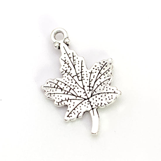 silver maple leaf shaped jewerly charm