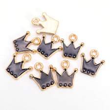black and gold crown shaped jewelry charms