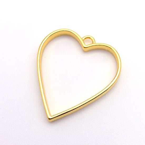 gold heart shaped open back bezels