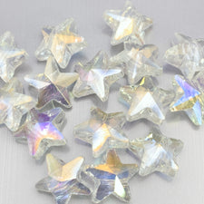 clear with subtle rainbow coating glass star shaped beads