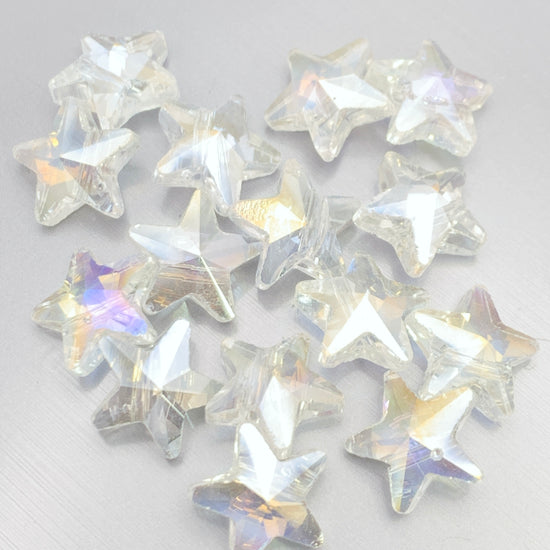 clear star shaped jewerly beads with ab colour