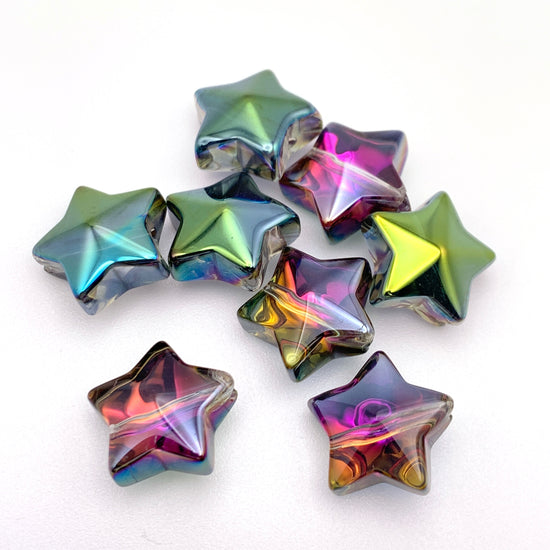 green and purple star shaped jewerly beads