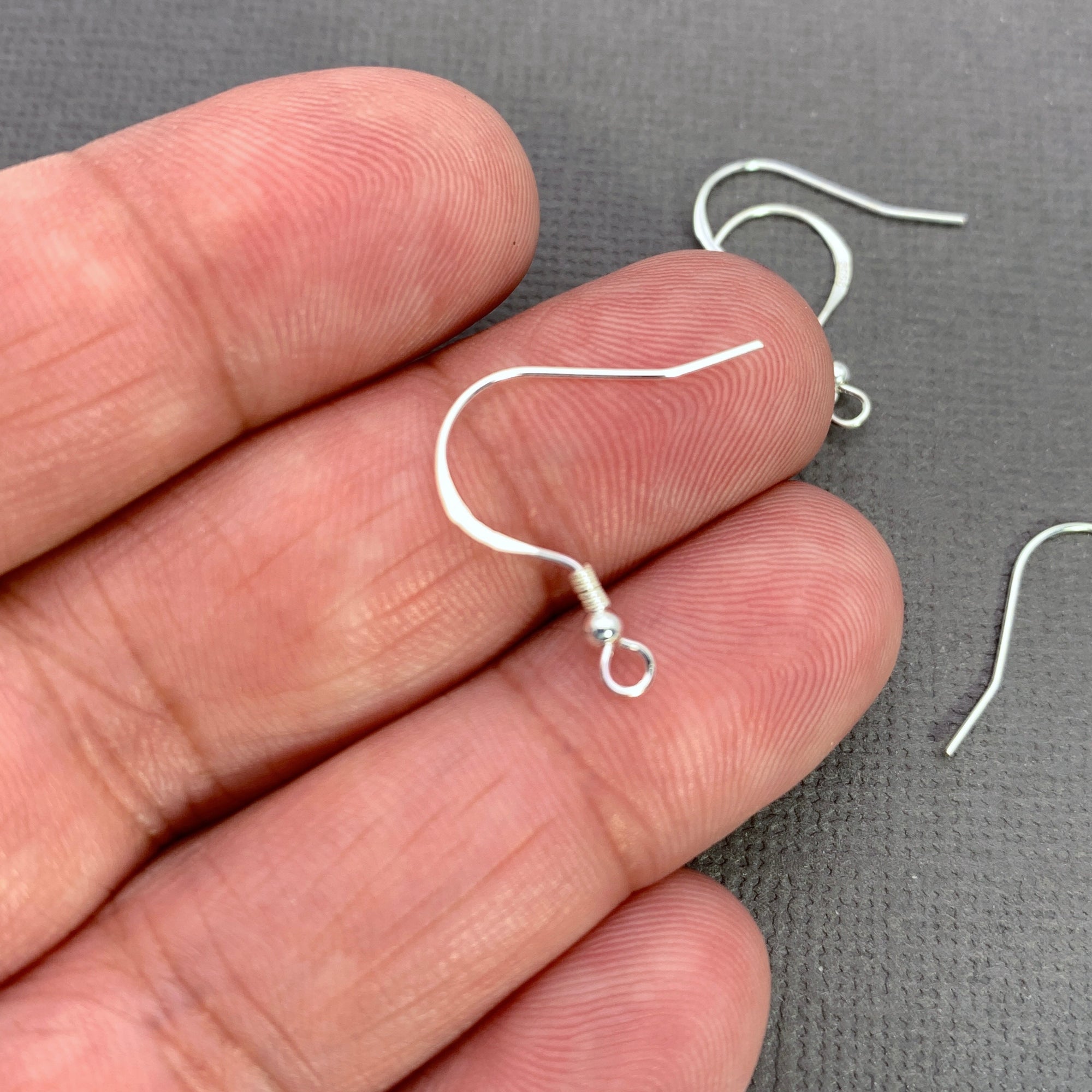 925 Sterling Silver Earring Hooks, Light Silver Colour 19mm