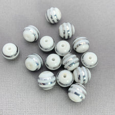 round white jewerly beads with 3 silver stripes