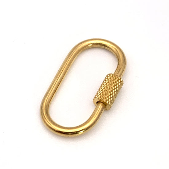 Gold Stainless Steel Carabiner Screw Oval Connector Pendant For Jewelry Making, 26mm - Each