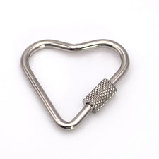 silver heart shaped screw carabiner fastener