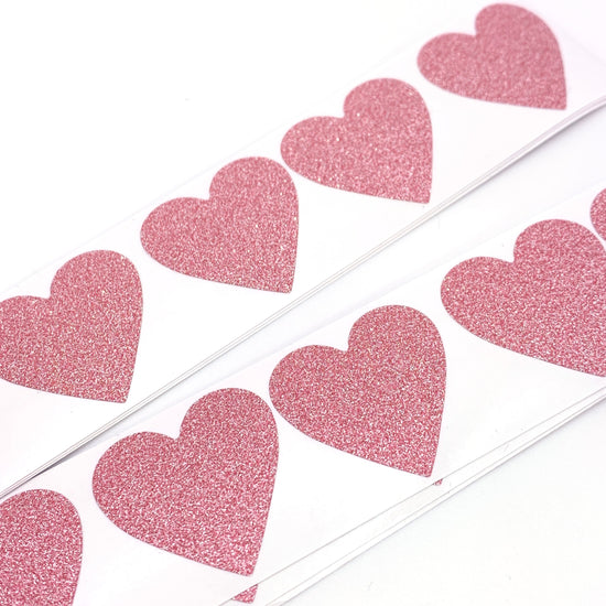 pink sparkly heart shaped stickers