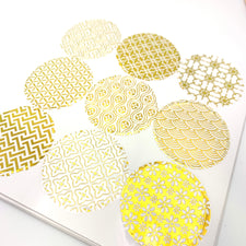 gold geometric design round stickers