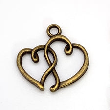 bronze jewelry charms that are 2 hearts combined