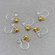 clear and gold earring findings clip on