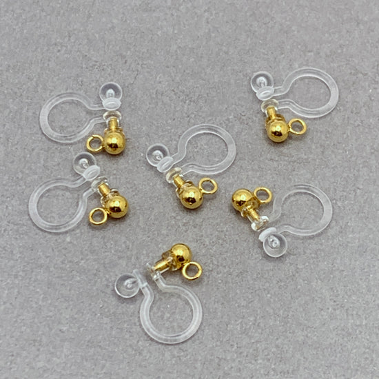 clear and gold earring findings clip on