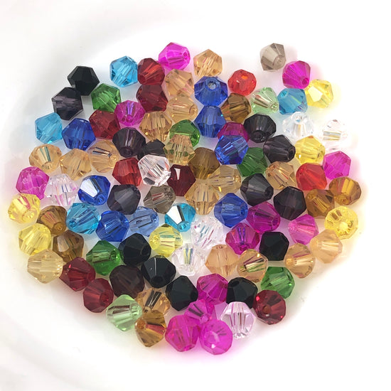 multi coloured bicone shaped beads