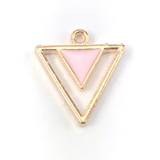 pink and gold triangle shaped jewerly charms